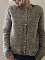 Brown Cotton Simple Cardigans - Noracora