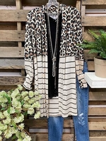 Brown Leopard Shift Casual Cardigans - Noracora