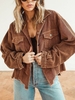 Brown Long Sleeve Corduroy Jackets - Noracora