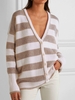 Brown Long Sleeve Stripes Cardigans - Noracora