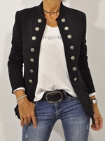Buttoned Casual Shift Solid Outerwear - Noracora