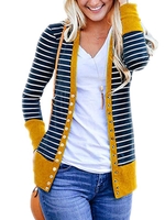Buttoned Casual Striped Cardigans - Noracora