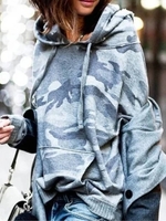 Camouflage Cotton-Blend Long Sleeve Random Ripped Sweatshirts &pullover - Noracora