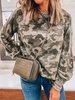 Camouflage Printed Long Sleeve Tops - Noracora