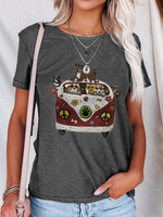 Car Crew Neck Short Sleeve T-Shirts - Noracora