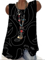 Casual Abstract Cotton-Blend Tanks & Camis - Noracora