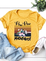 Casual Animal Short Sleeve Crew Neck T-Shirts - Noracora