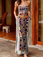 Casual Bandeau Floral Boho Dresses - Noracora