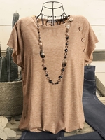 Casual Bateau/boat Neck Short Sleeve Shift T-Shirts - Noracora