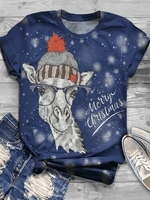 Casual Christmas Snowman Short Sleeve Sweatshirts &pullover - Noracora