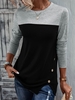 Casual Color Block Spring Micro-Elasticity Daily Jersey Standard Regular H-Line T-shirt for Women