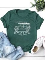 Casual Cotton-Blend Car Short Sleeve T-Shirts - Noracora