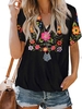 Casual Cotton-Blend Floral T-Shirts - Noracora