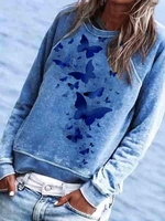 Casual Cotton-Blend Graphic Long Sleeve Causal Tops - Noracora