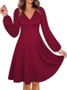 Casual Cotton-Blend Long Sleeve Solid Causal Dresses