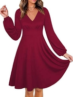 Casual Cotton-Blend Long Sleeve Solid Causal Dresses