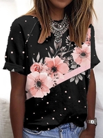 Casual Cotton-Blend Printed T-Shirts - Noracora