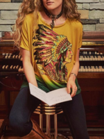 Casual Cotton-Blend Printed T-Shirts