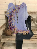 Casual Cotton-Blend Short Sleeve Printed T-Shirts - Noracora