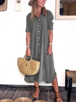 Casual Cotton Plain Short Sleeve Casual Dresses