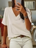 Casual Cotton V Neck Solid Shirts & Tops