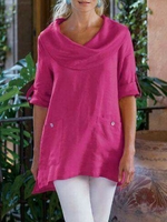 Casual Cowl Neck Long Sleeve Causal Tops