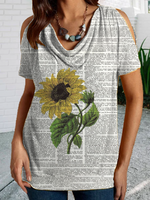 Casual Cowl Neck T-Shirts - Noracora