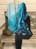 Casual Crew Neck Cotton-Blend Printed T-Shirts - Noracora