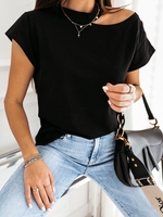 Casual Crew Neck Cotton T-Shirts - Noracora