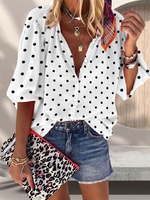 Casual Crew Neck Loose Blouses
