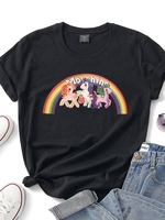 Casual Crew Neck Short Sleeve Printed T-Shirts - Noracora