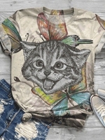 Casual Crew Neck Short Sleeve T-Shirts - Noracora