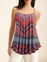 Casual Ethnic Summer Cotton Daily Loose Gallus H-Line Regular Tank Tops for Women