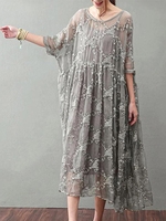 Casual Ethnic Summer Natural No Elasticity Vacation Loose Midi Regular Dresses for Women