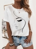 Casual Figure Jersey Crew Neck T-Shirts