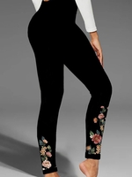 Casual Floral All Season Viscose High Elasticity Daily Tight Slim fit Pants Regular Leggings for Women