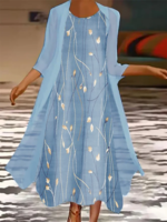 Casual Floral Autumn Loose Best Sell Three Quarter H-Line Regular Regular Size Two Piece Sets for Women