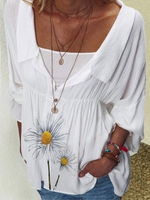 Casual Floral Blouses&shirts - Noracora