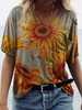 Casual Floral-Print Short Sleeve T-Shirts - Noracora