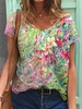 Casual Floral-Print Short Sleeve T-Shirts - Noracora