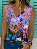 Casual Floral Sleeveless V Neck Tanks & Camis - Noracora