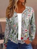 Casual Floral Spring/Fall Cotton Daily Long Sleeve Regular CR FF Kimonos for Women
