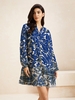 Casual Floral Spring/Fall Cotton V neck Natural No Elasticity Long Sleeve A-Line Dresses for Women
