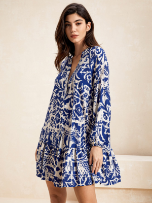 Casual Floral Spring/Fall
Natural No Elasticity Vacation
Long Sleeve Regular No Dresses
for Women