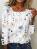 Casual Floral Spring/Fall No Elasticity Daily Loose Regular Regular FF Shirts for Women