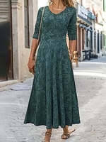 Casual Floral Spring/Fall Polyester Hoodie Heavyweight Micro-Elasticity Holiday Loose Dresses for Women