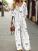 Casual Floral Spring/Fall Polyester Natural Daily Loose Best Sell Regular Two-Piece Sets for Women
