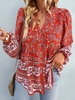 Casual Floral Spring/Fall V neck No Elasticity Vacation Loose Regular Regular Shirts for Women