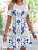 Casual Floral Summer Natural High Elasticity Loose Lace Cold Shoulder Regular Dresses for Women