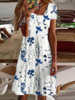 Casual Floral Summer Natural Jersey Asymmetrical Short Short Sleeve NL Dresses for Women